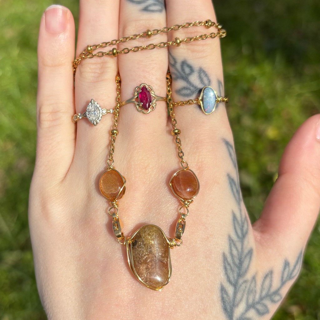 Peach Moonstone Built In Interchangeable Necklace